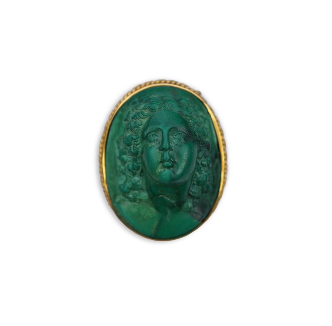 A malachite cameo brooch, mid 19th century